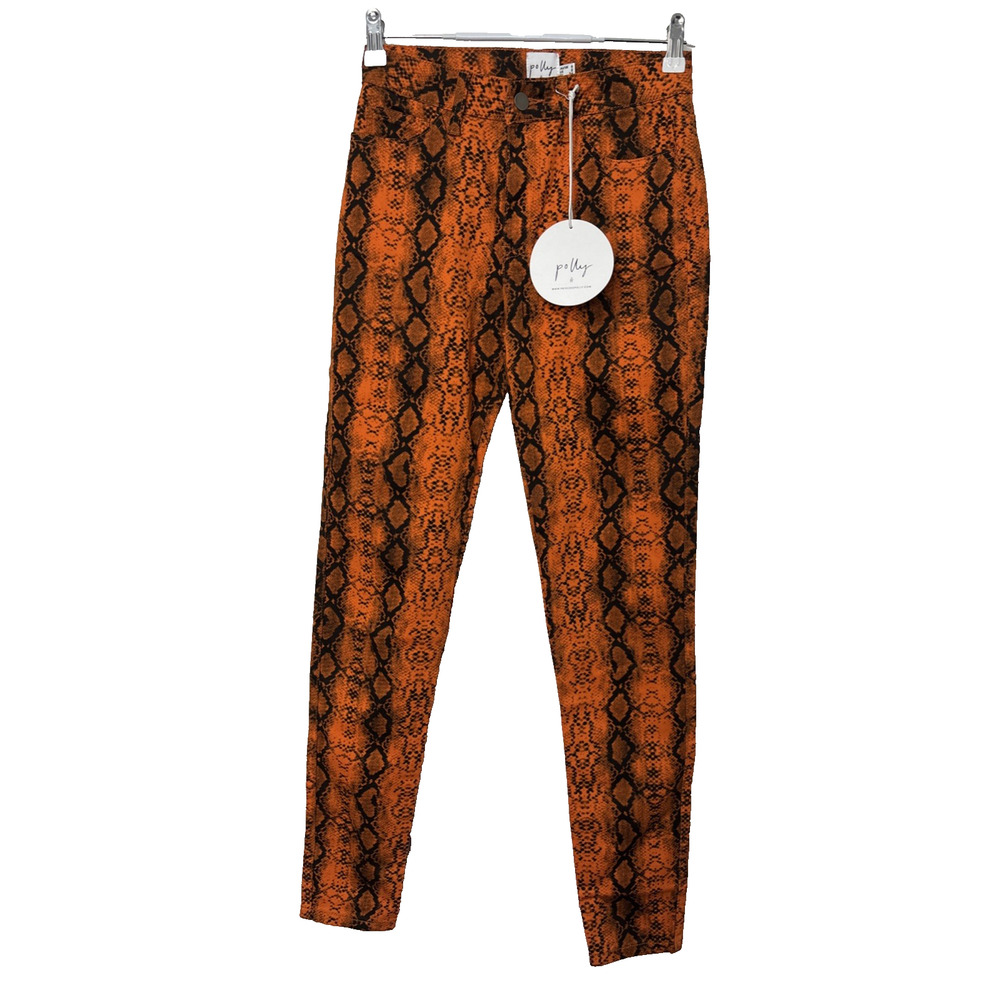 Princess Polly Women's 6 Boa Orange Snake Skin Pants Sexy Slimming Colorful NWT